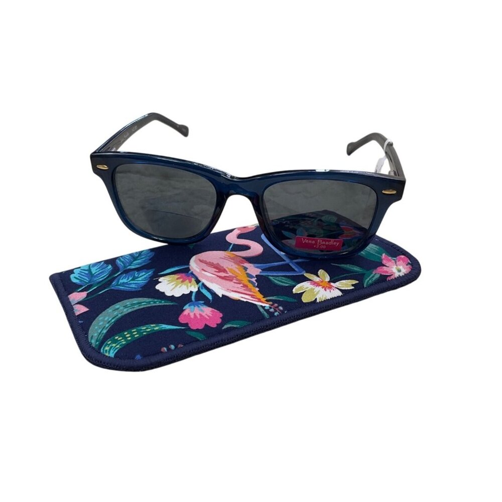 Vera Bradley Womens Blue Floral +2.00 Reading Glasses With Case - Picture 5 of 6